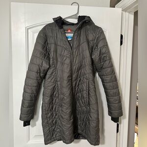 Women’s L Gray Columbia Morning Light II Omni Heat Long Jacket Coat Puffer